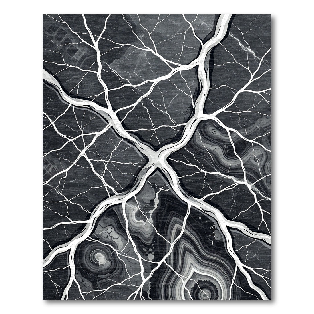 Monochromatic Abstract Gnarled Root Marble Rug