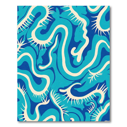 Abstract Blue Organic Flow Rug