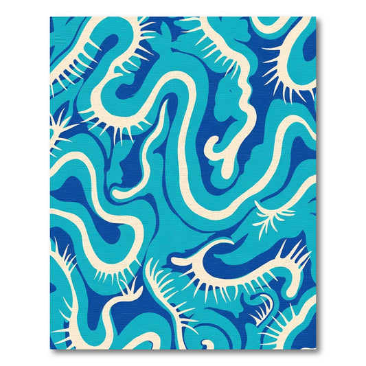 Abstract Blue Organic Flow Rug