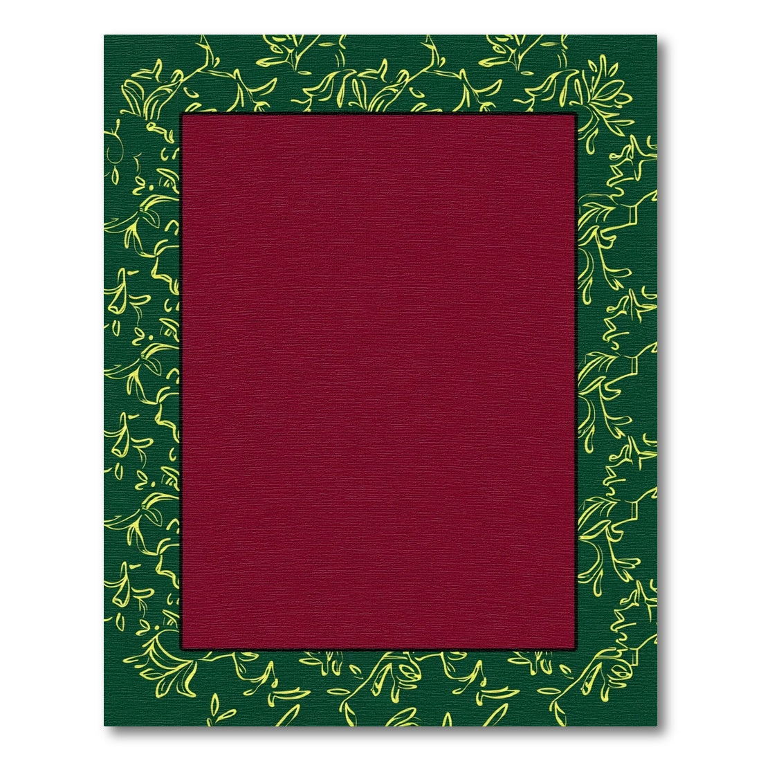 Deep Green Vine Border Burgundy Center Rug