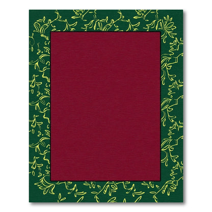 Deep Green Vine Border Burgundy Center Rug
