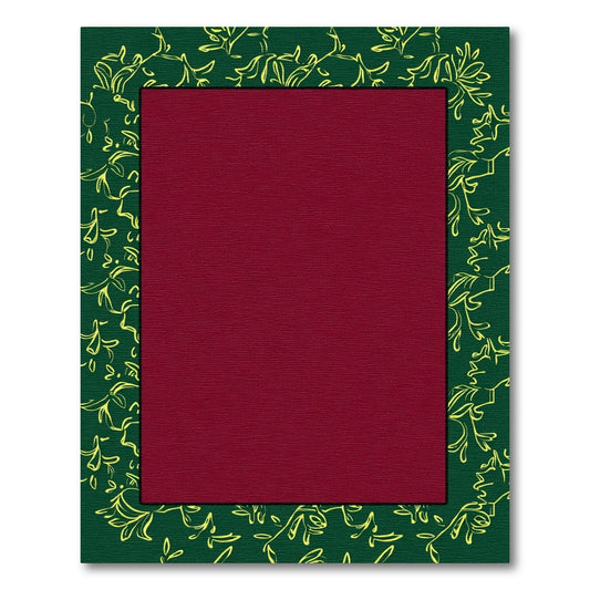 Deep Green Vine Border Burgundy Center Rug
