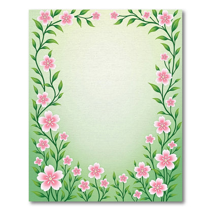 Pink Blossom Vine Border Rug