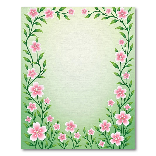 Pink Blossom Vine Border Rug