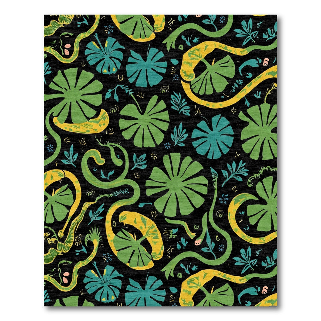 Green Yellow Serpent Jungle Flora Rug