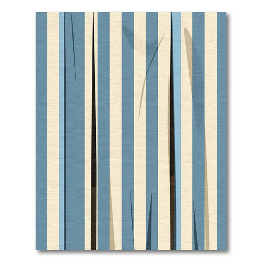 Blue And Cream Vertical Striped Rug