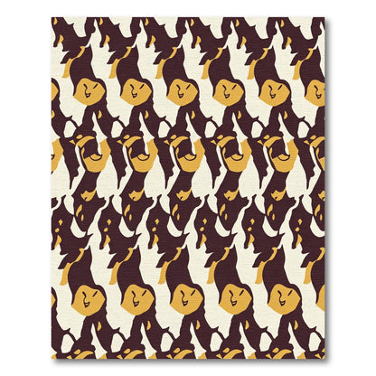 Retro Cream Yellow Figural Repeating Rug