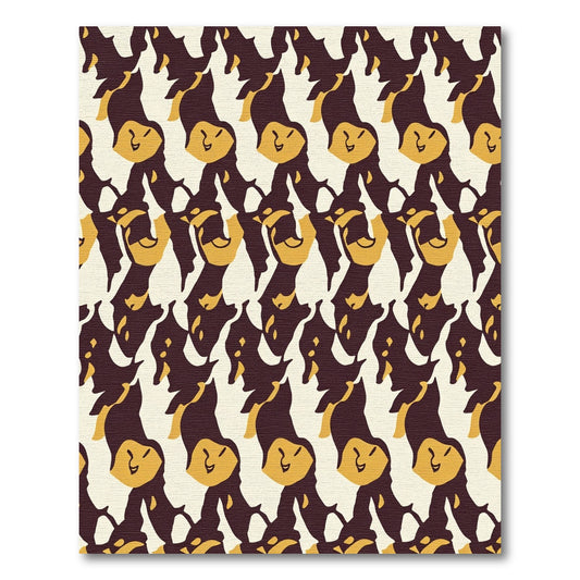 Retro Cream Yellow Figural Repeating Rug