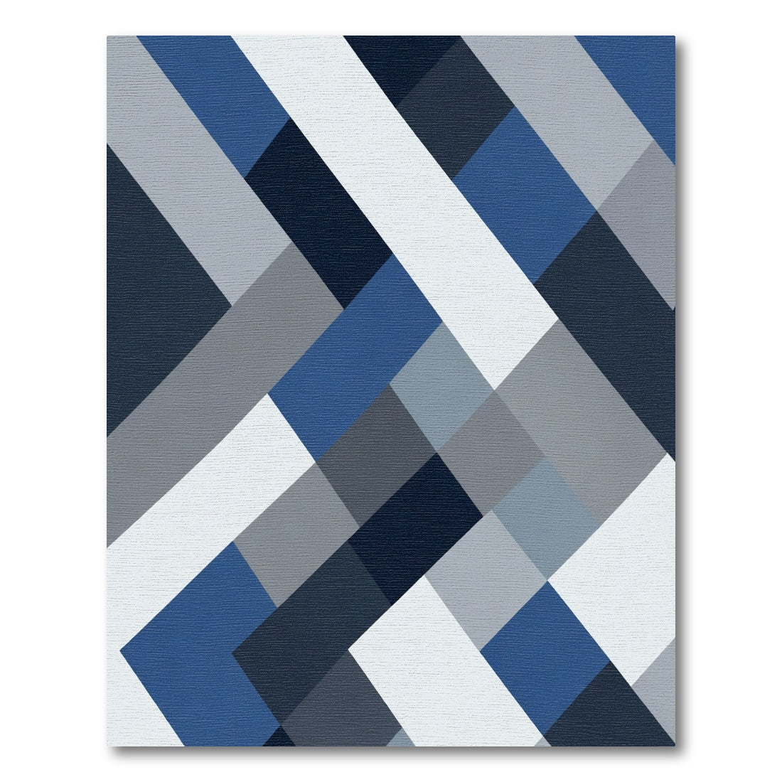 Diagonal Geometric Blocks Blue Gray Rug