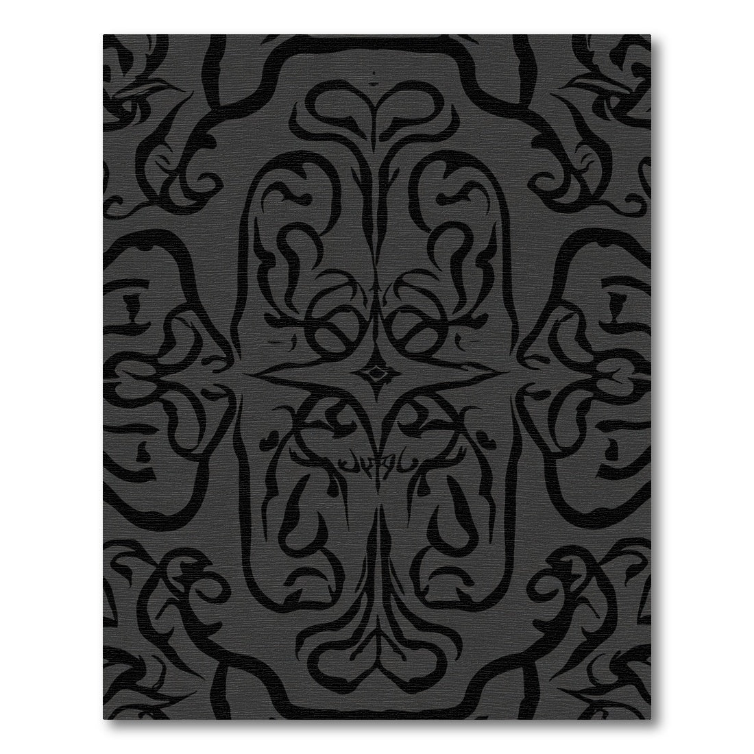 Dark Gray Ornate Swirl Medallion Rug