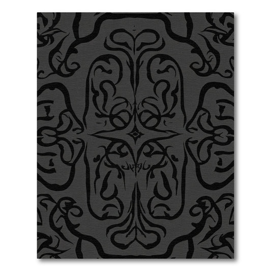 Dark Gray Ornate Swirl Medallion Rug