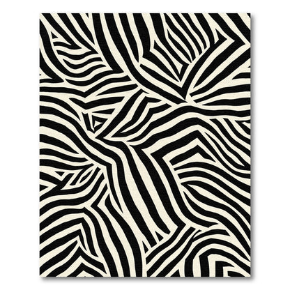 Bold Black White Abstract Stripe Rug