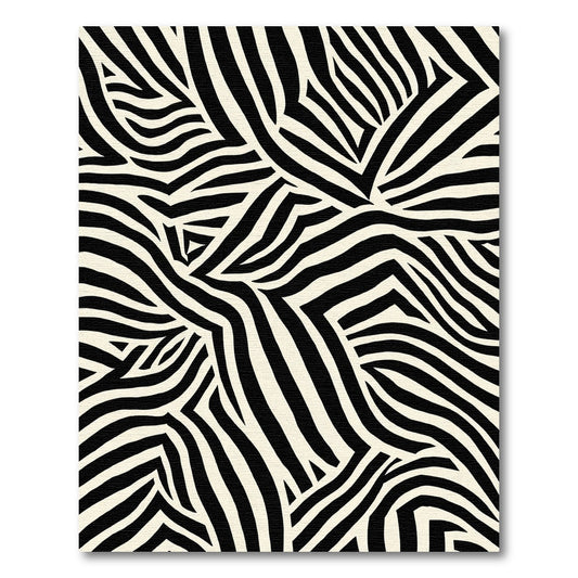 Bold Black White Abstract Stripe Rug