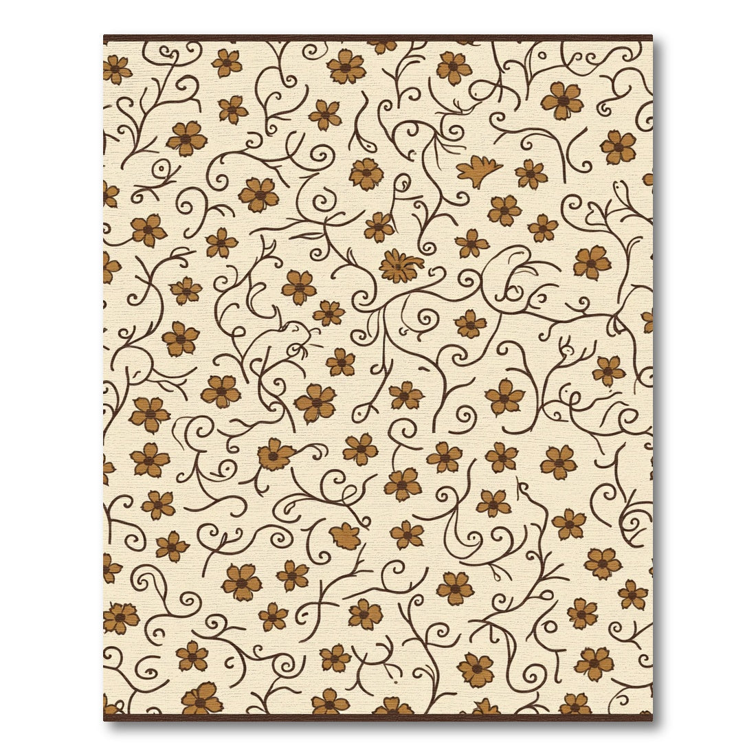 Brown Floral Vine Scroll Rug