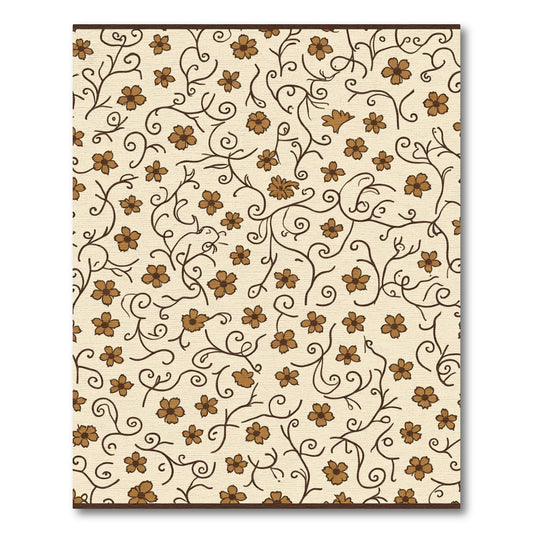 Brown Floral Vine Scroll Rug