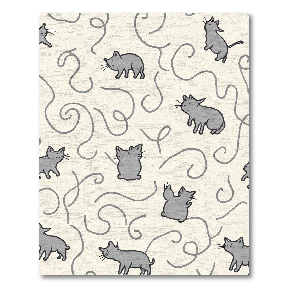 Playful Gray Kittens Swirling Lines Rug