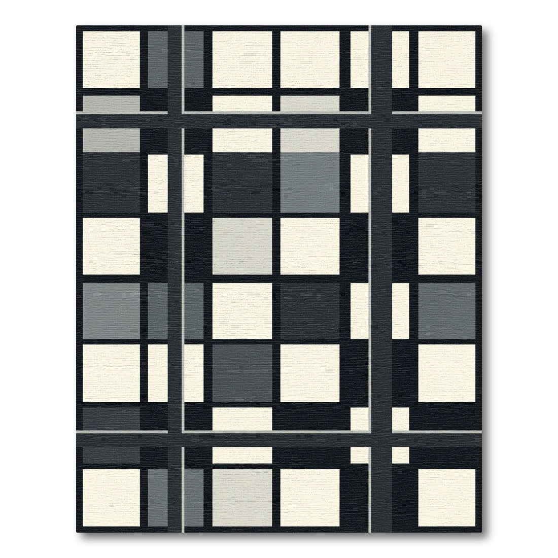 Monochrome Geometric Grid Checkered Square Rug