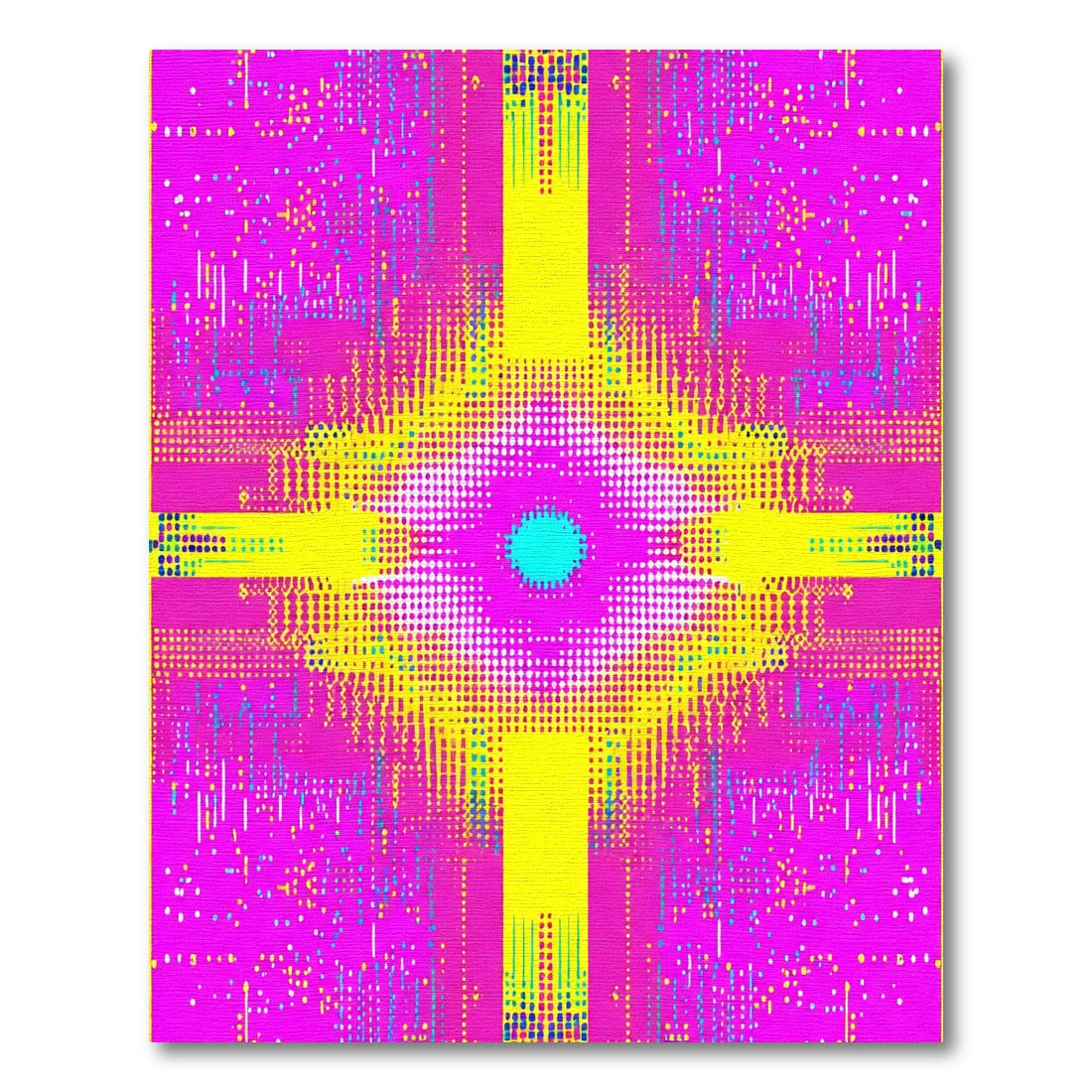 Vibrant Cyan Yellow Pink Dotted Rug