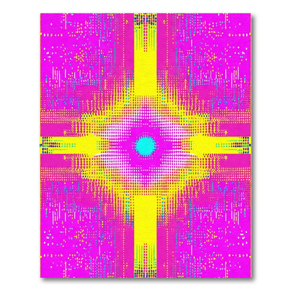 Vibrant Cyan Yellow Pink Dotted Rug
