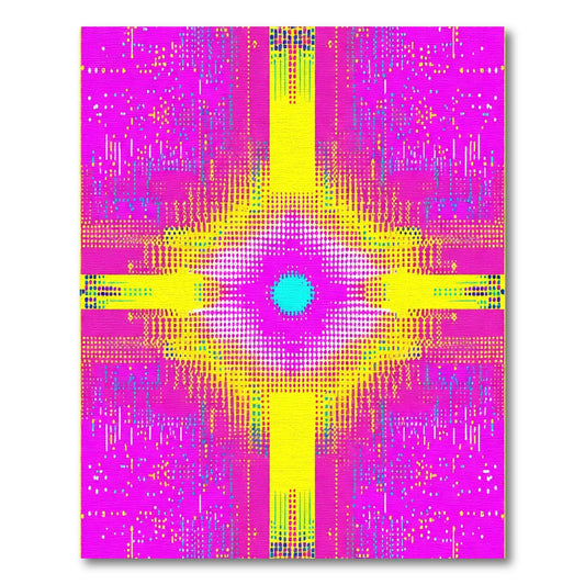 Vibrant Cyan Yellow Pink Dotted Rug