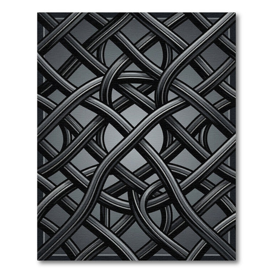 Deep Gray Intertwined Knot Rug