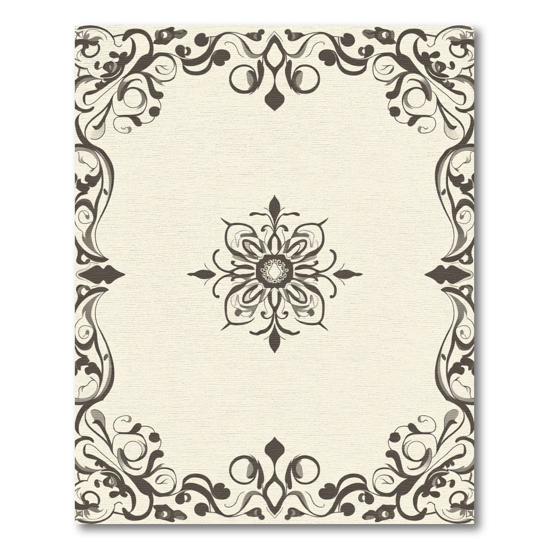Dark Brown Scrollwork Medallion Rug