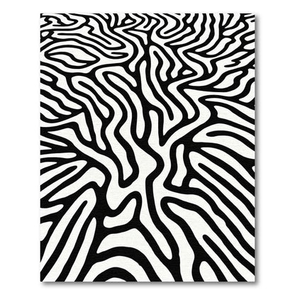 Bold Black White Wavy Stripes Rug