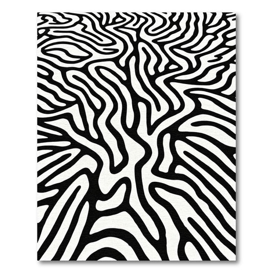 Bold Black White Wavy Stripes Rug