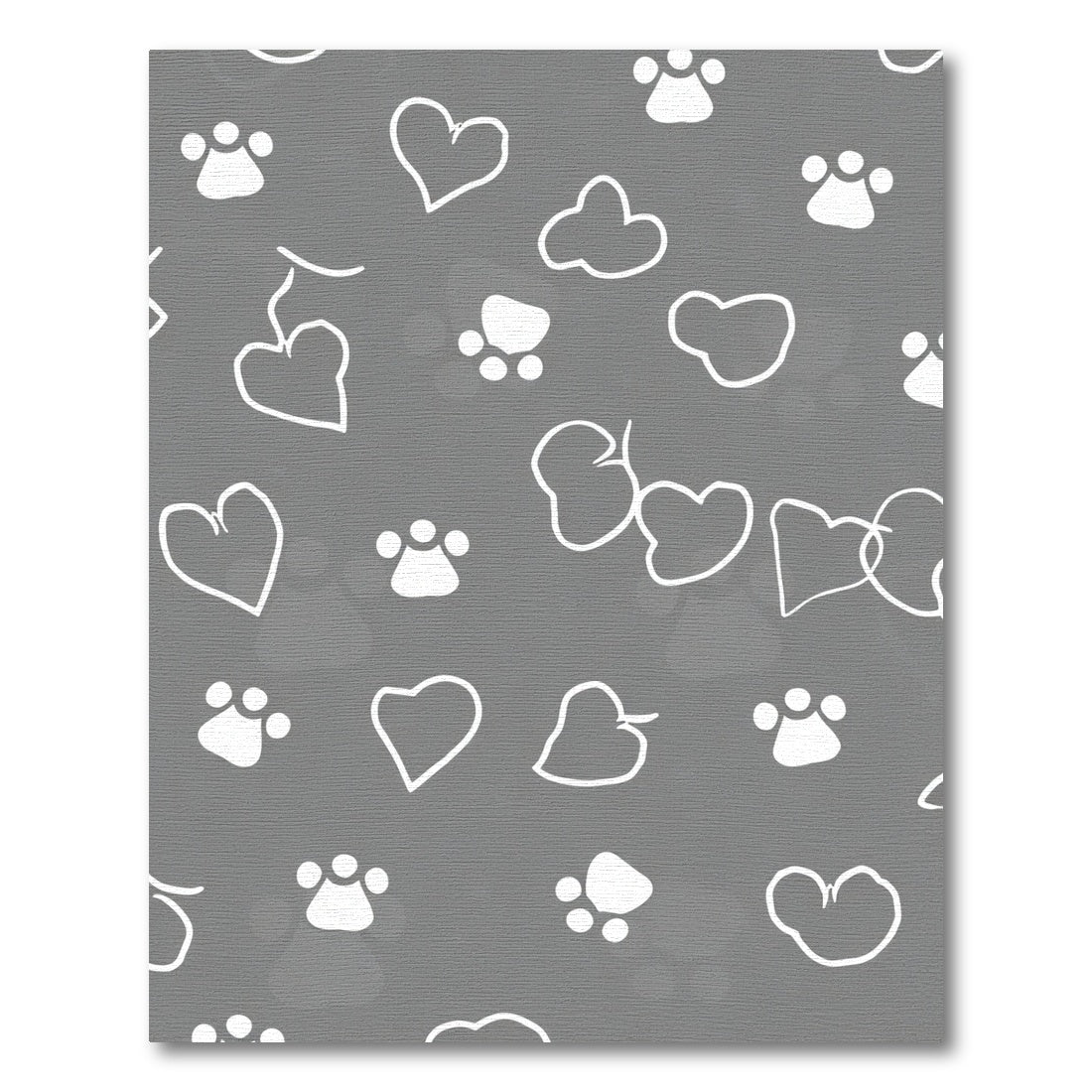 White Hearts and Paws Grey Rug