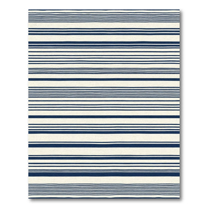 Navy Blue Cream Striped Background Rug
