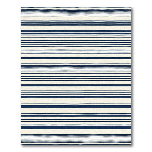 Navy Blue Cream Striped Background Rug