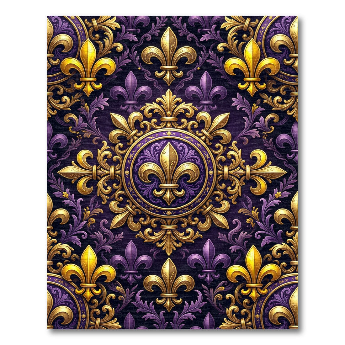 Regal Violet Gold Fleur-de-lis Ornament Rug