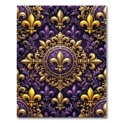 Regal Violet Gold Fleur-de-lis Ornament Rug