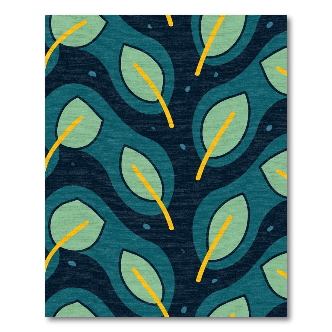 Teal Wavy Leaf Medallion Rug