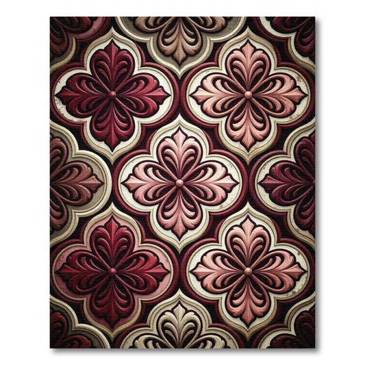 Regal Crimson Floral Damask Trellis Rug