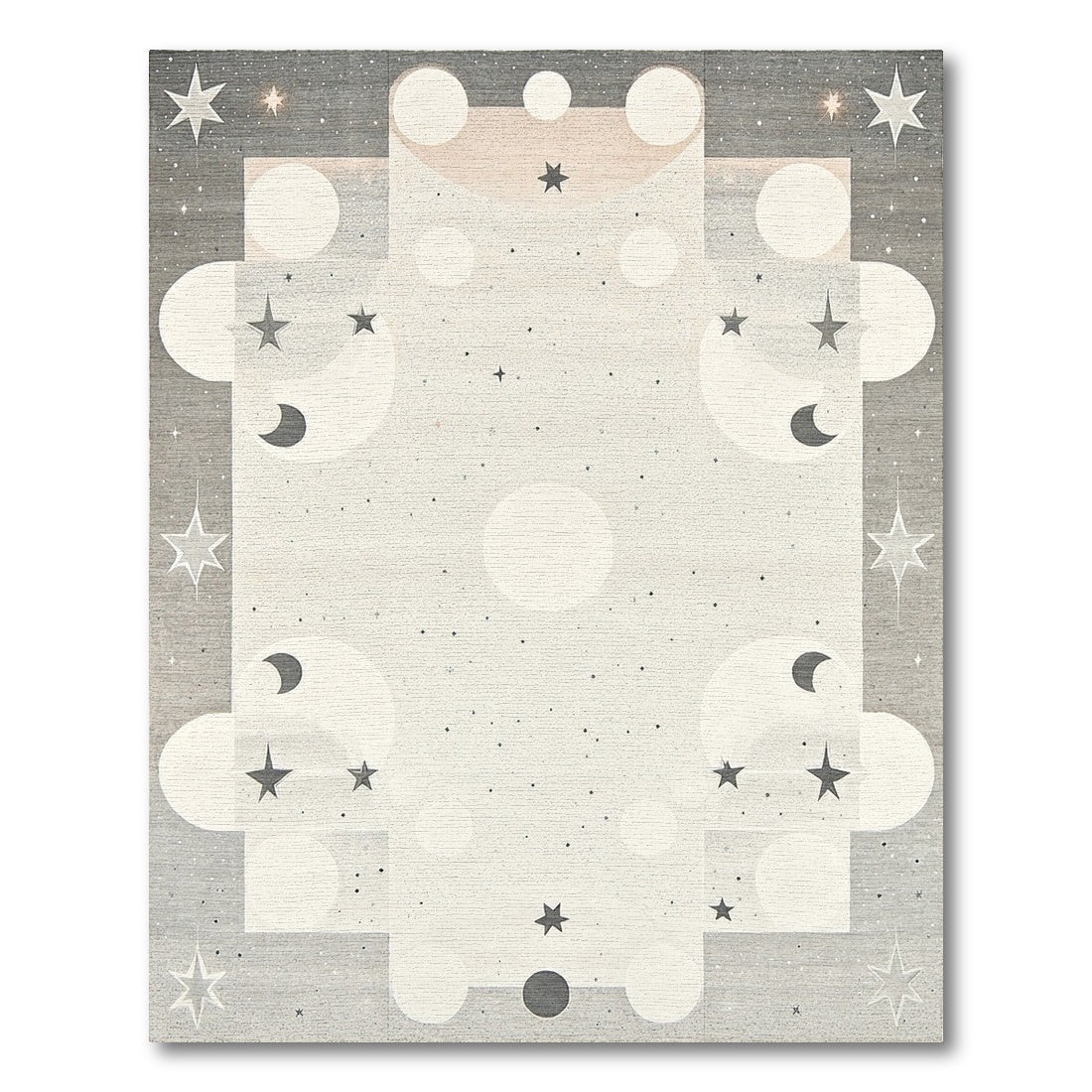 Celestial Gray Stars Moons Rug
