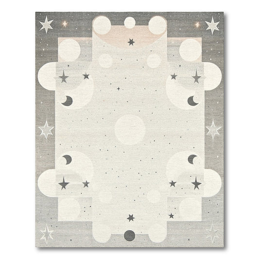 Celestial Gray Stars Moons Rug