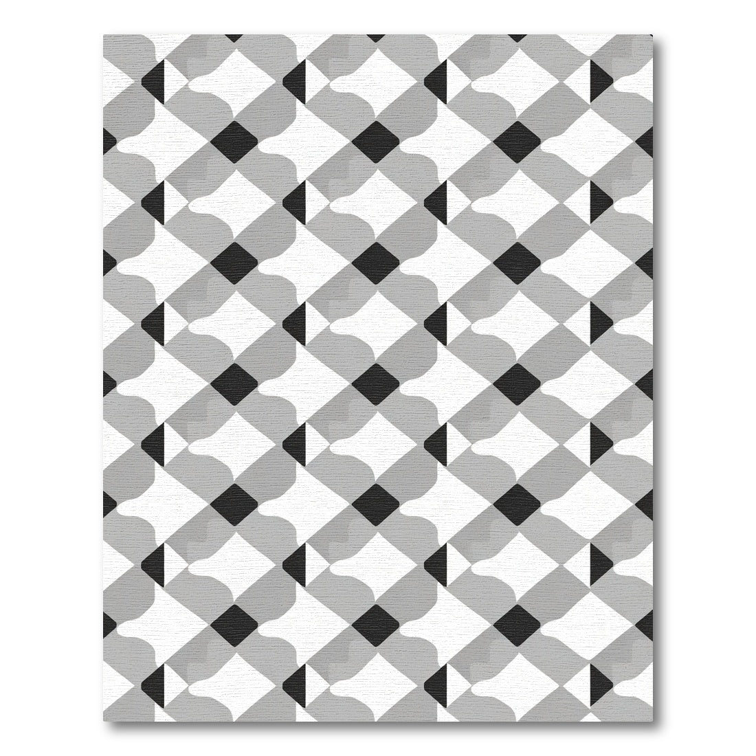 Monochromatic Diamond Weave Interlocking Shapes Rug