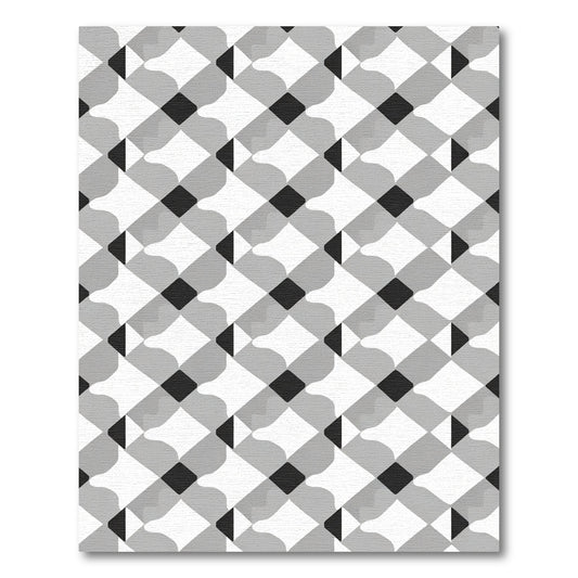 Monochromatic Diamond Weave Interlocking Shapes Rug