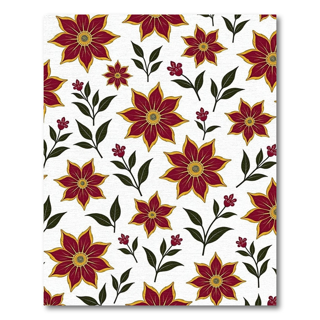 Vibrant Burgundy Bloom Garden Arrangement Rug