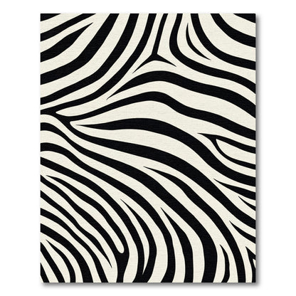 Black Cream Zebra Stripe Overlay Rug