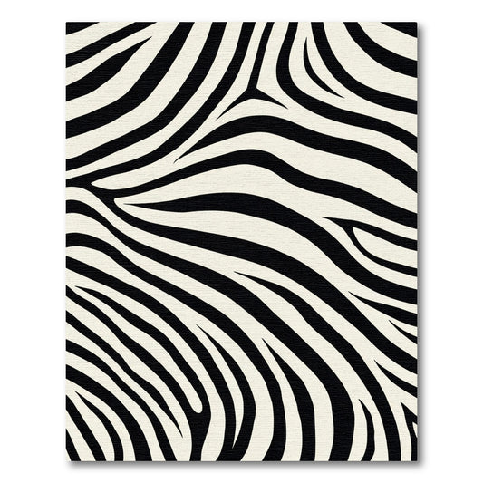 Black Cream Zebra Stripe Overlay Rug