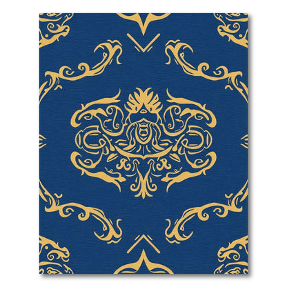 Royal Blue Gold Vintage Scroll Rug