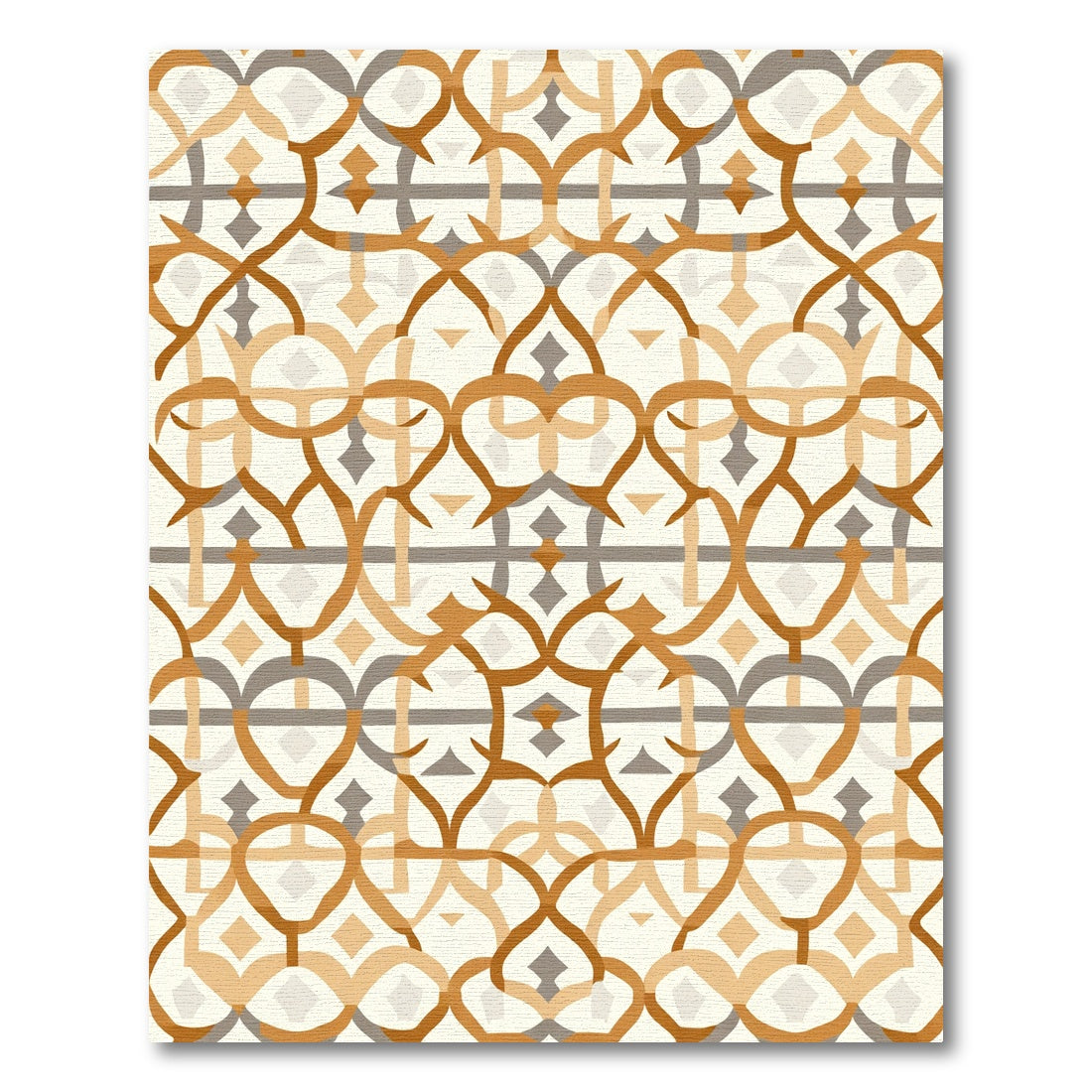 Warm Amber Interlocking Geometric Rug