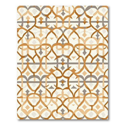 Warm Amber Interlocking Geometric Rug
