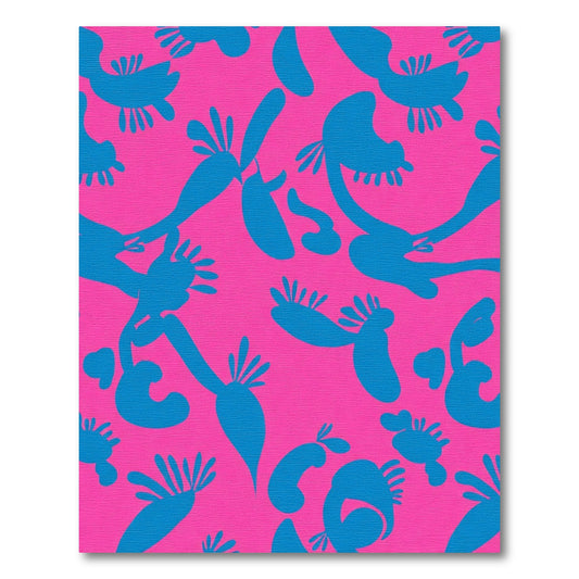 Pink Blue Abstract Organic Shapes Rug