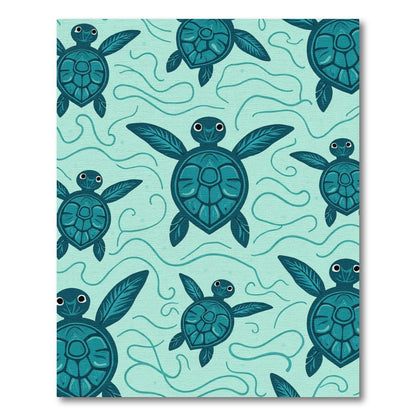Teal Sea Turtle Waves Rug