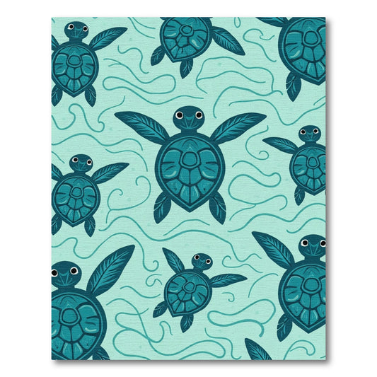 Teal Sea Turtle Waves Rug