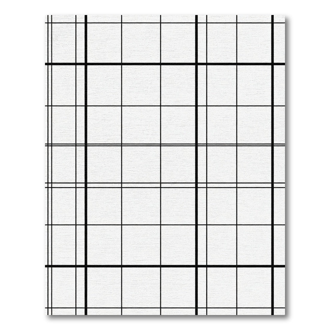 Bold Black White Grid Lines Rug