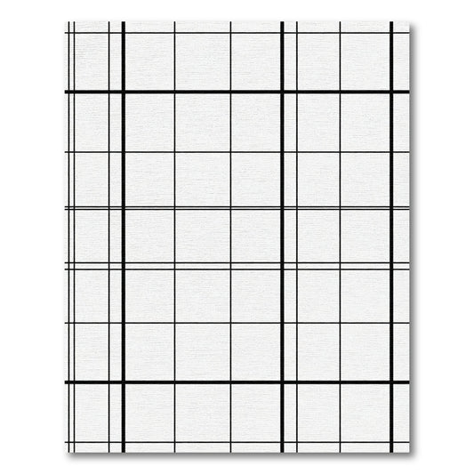 Bold Black White Grid Lines Rug